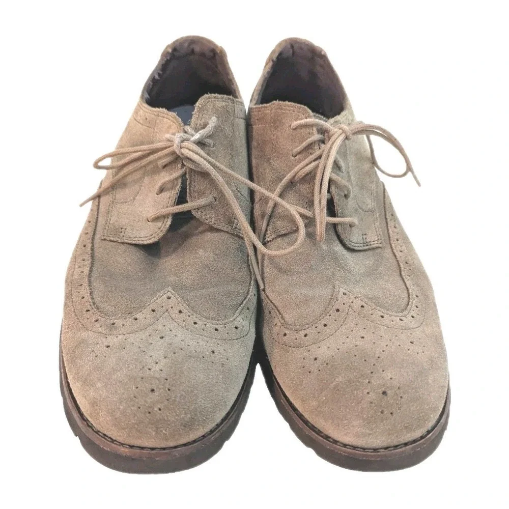 Rockport Men's Ledge Hill Oxford Saddle Wingtip‎ Shoes Leather Vicuna Brown 10.5